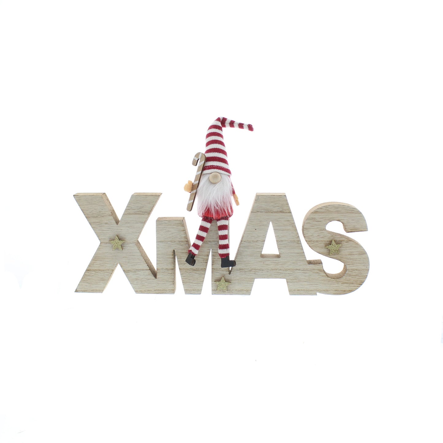 Gonk sitting on a Xmas Sign