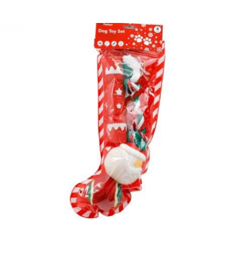 Christmas Dog Toy Stocking Set