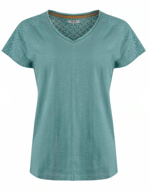 Pernille Organic Cotton Cutaway T-Shirt - Mineral Blue