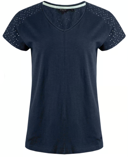 Pernille Organic Cotton Cutaway T-Shirt - Navy
