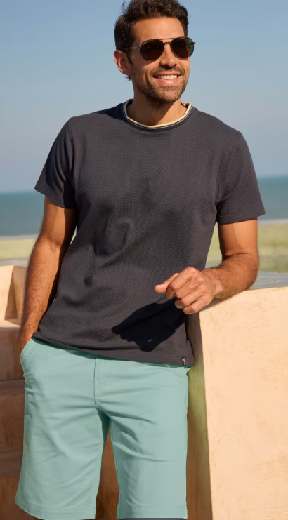 Rayburn Organic Cotton Flat Front Shorts - Seafoam