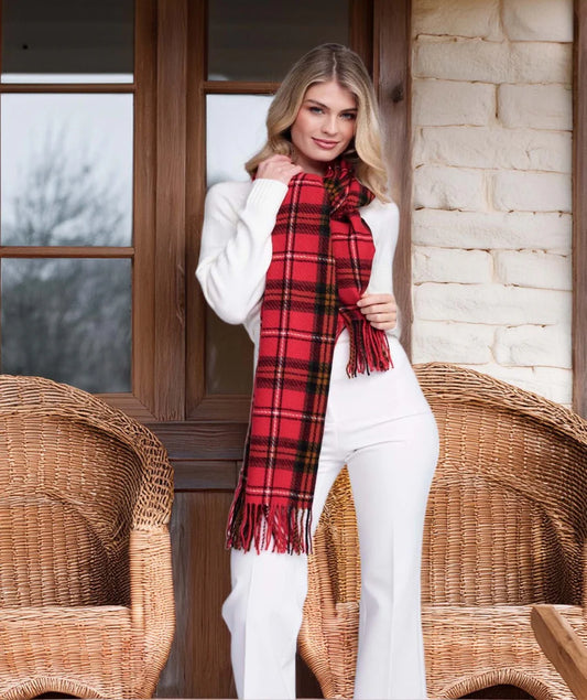 Reuben - Red Classic Soft Check Scarf
