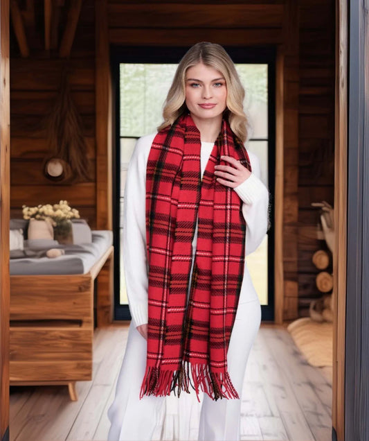 Reuben - Red Classic Soft Check Scarf