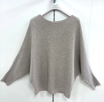 Ribbed Batwing Knitted Jumper by D.E.C.K