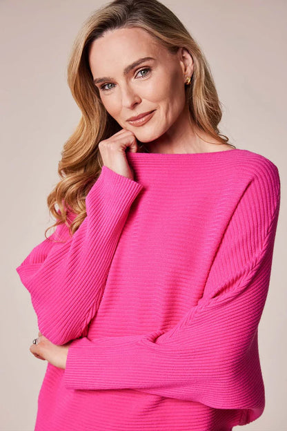 Ribbed Batwing Knitted Jumper by D.E.C.K