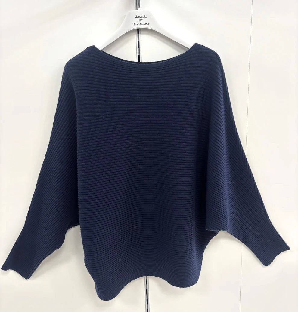 Ribbed Batwing Knitted Jumper by D.E.C.K
