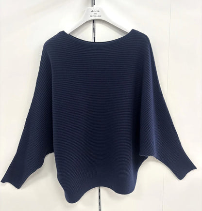 Ribbed Batwing Knitted Jumper by D.E.C.K