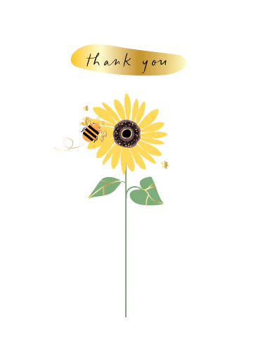 Thank You Sunflower and Bee Card