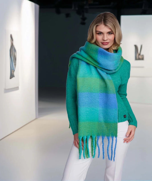 Santoro - Blue Bold Check Winter Scarf