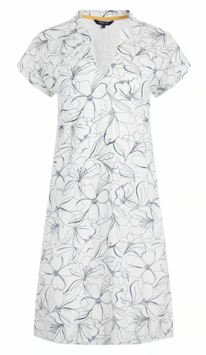 Suffolks Organic Cotton Printed Jersey Dress - Light Cream