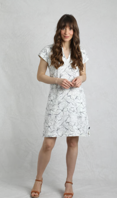Suffolks Organic Cotton Printed Jersey Dress - Light Cream
