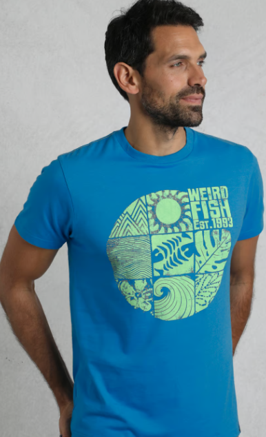 Summer Sector Front Print Eco Graphic T-Shirt - Lagoon Blue