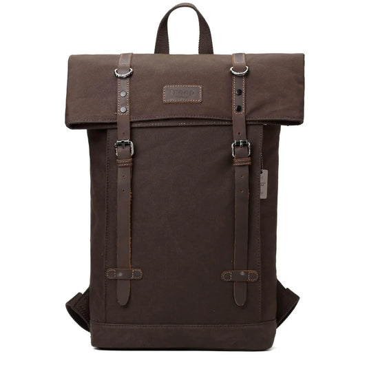 Heritage Daypack with Foldable Top - Dark Brown Wax