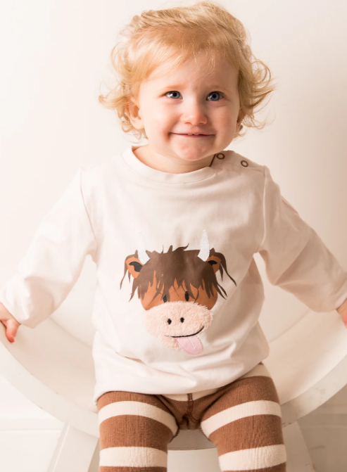 Neutral Highland Cow Top