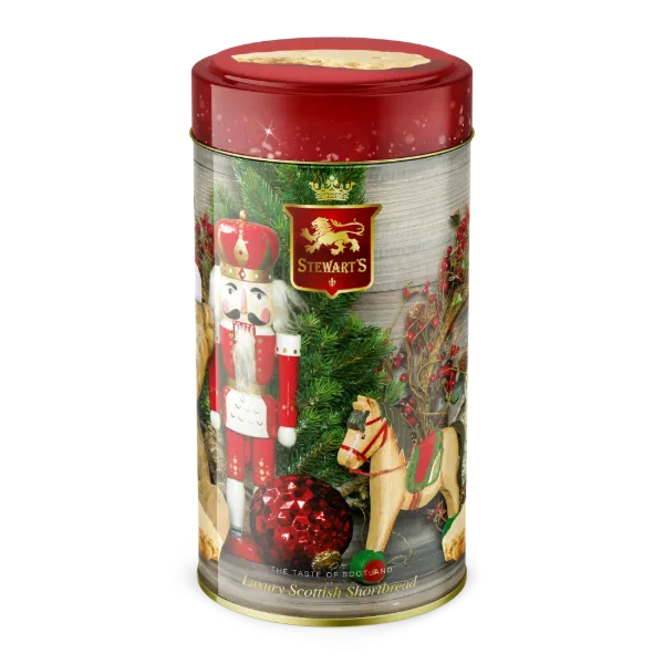Antique Christmas Shortbread Tin Tube