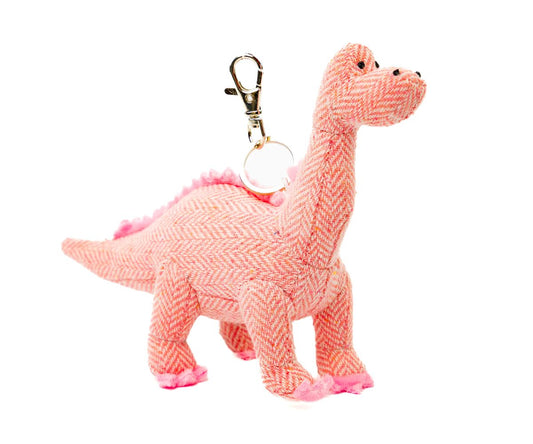 Tweed Pink Diplodocus Dinosaur Bag Charm