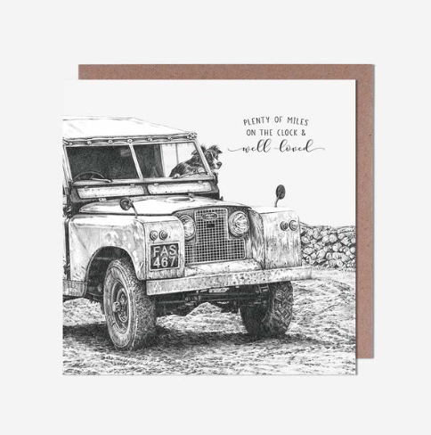 Jeep Plenty Of Miles Pencil Drawing Birthday Card