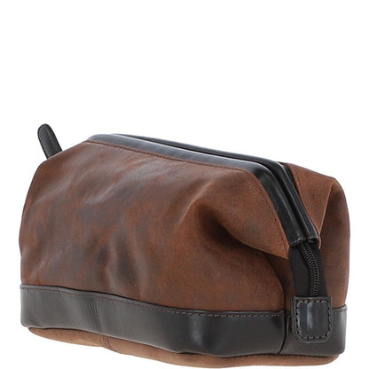 Leather Wash Bag Brown: LOU