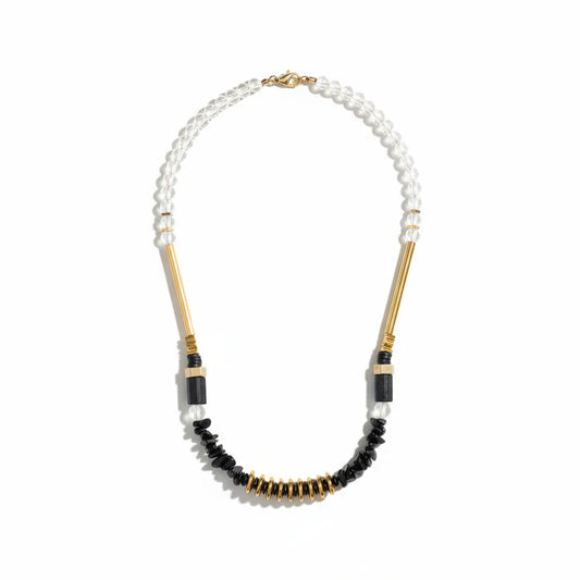 Hematite, Natural Shungit and Natural Obsidian Necklace