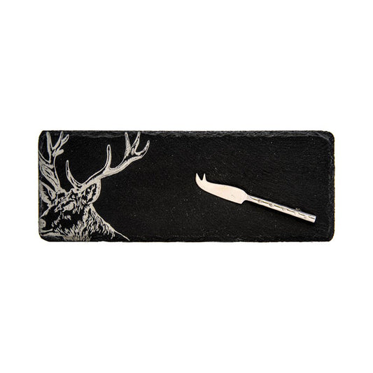 Stag Mini Slate Cheese Board & Knife Set