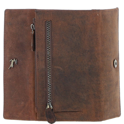 Ladies Equestrian Zippered Leather Purse Mud/brown: Sally