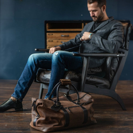 Large Vintage Leather Travel Holdall Brown: Marcus