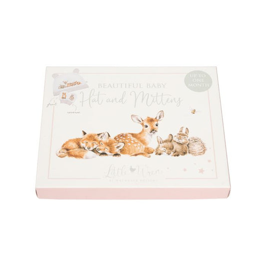 Little Forest Woodland Animal Newborn Hat & Mitten Set