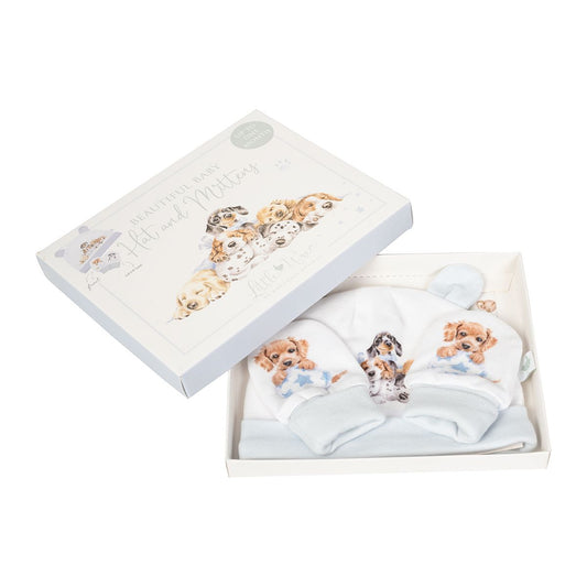 Little Paws Dog Newborn Hat & Mitten Set