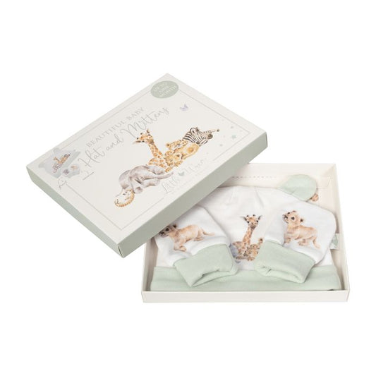 Little Savannah African Animal Newborn Hat & Mitten Set