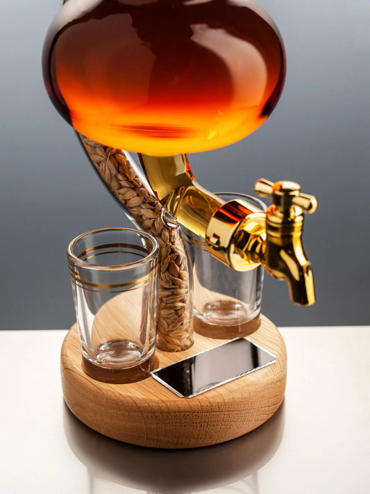Pot Still Refillable Whisky Decanter with Tap & 2 Glasses 350ml
