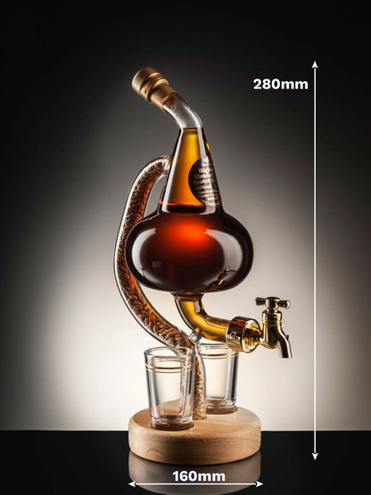 Pot Still Refillable Whisky Decanter with Tap & 2 Glasses 350ml