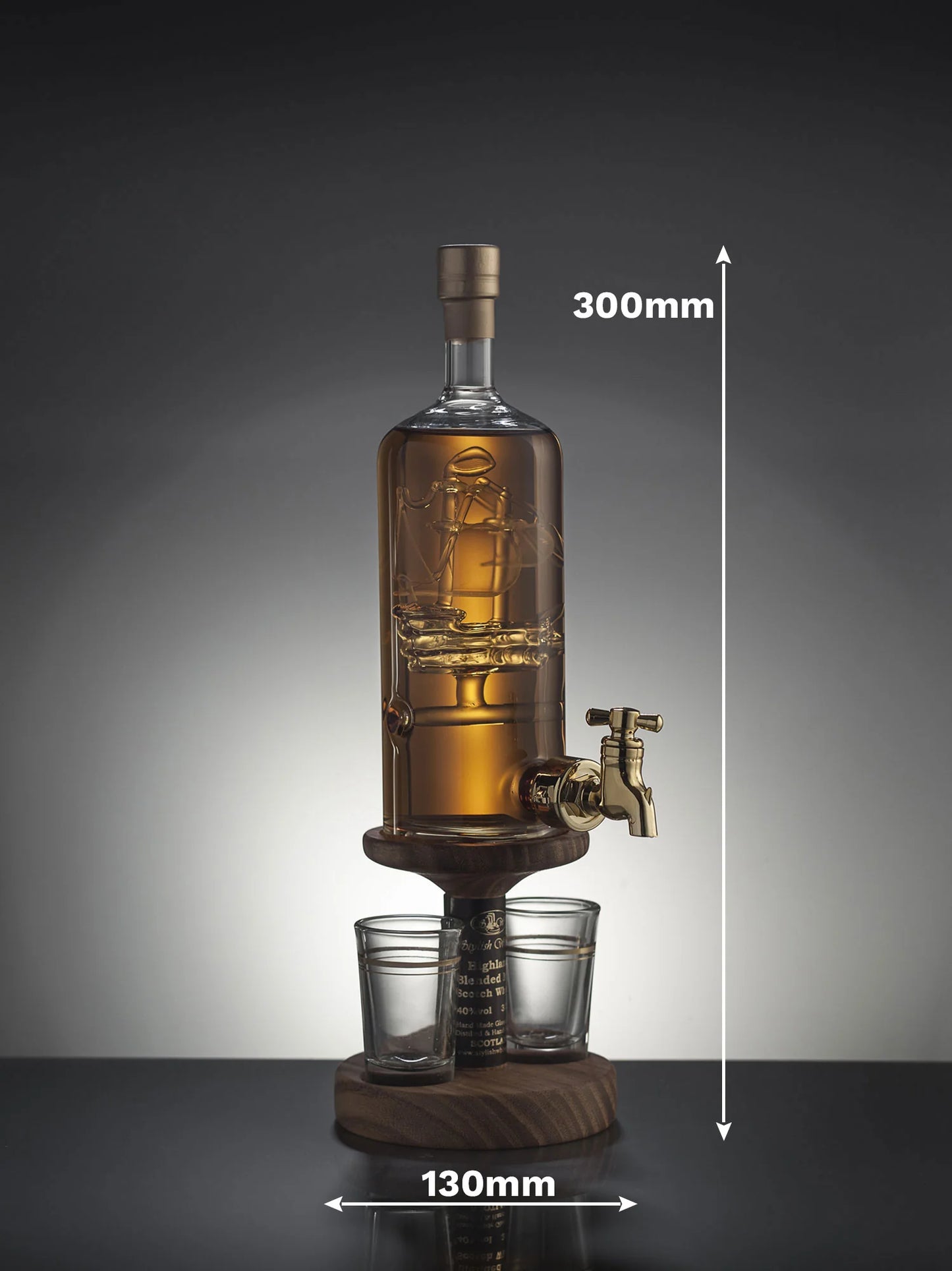 Ship in a Bottle Refillable Whisky Decanter with Tap & 2 Whisky Glasses 350ml