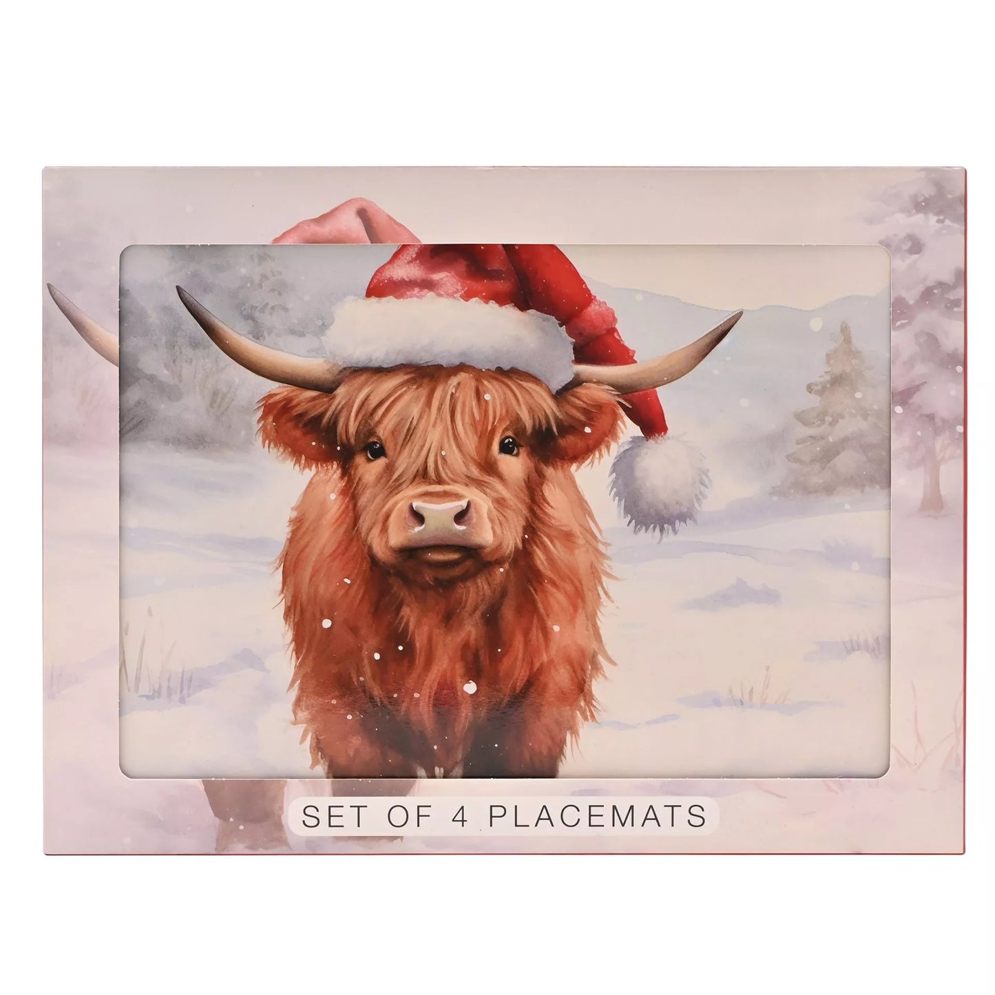 Set of 4 Christmas Highland Cow Placemats