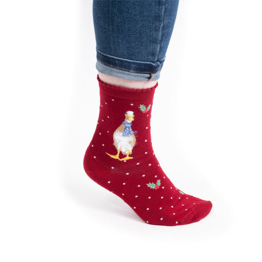 'Christmas Scarves' Duck Socks